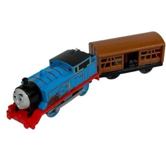 Thomas & Friends Dirty Muddy Trackmaster Motorized Train Cattle Cargo Car VIDEO - Picture 1 of 13